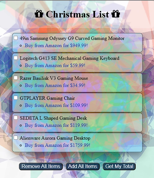 Thumbnail preview of the Christmas List Card project